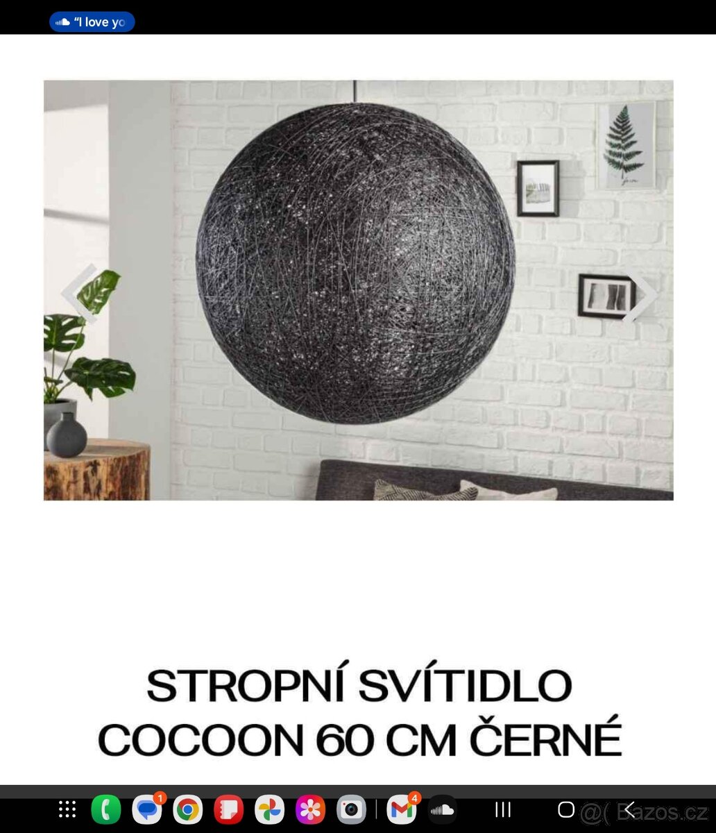 COCOON 60 CM ČERNÉ,MODERNI STROPNÍ SVÍTIDLO, nové