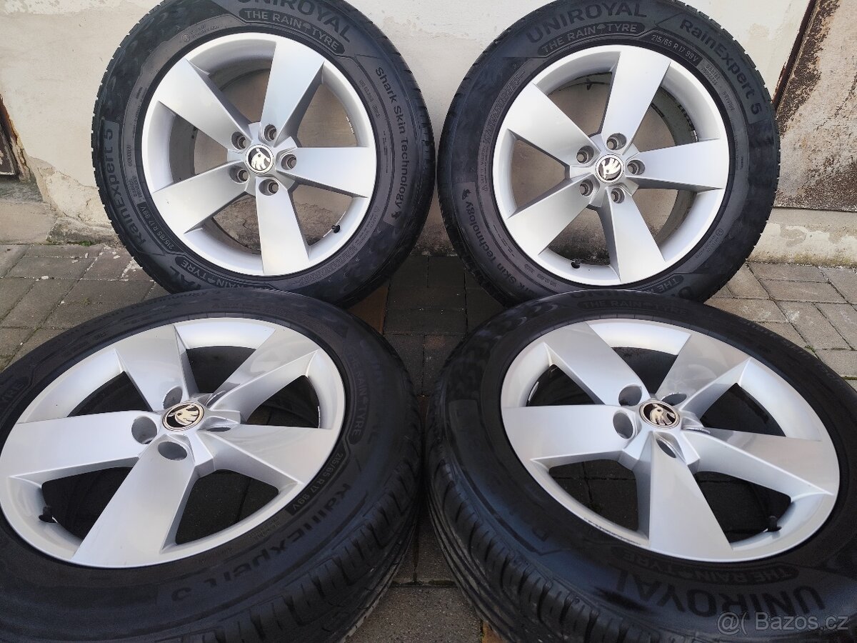 ALU 5x112 r17 ŠKODA + 215/65/17 - PĚKNÁ SADA