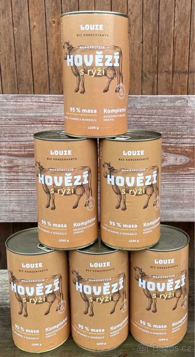 Louie - konzerva pro psa Hovězí s rýží 1200g
