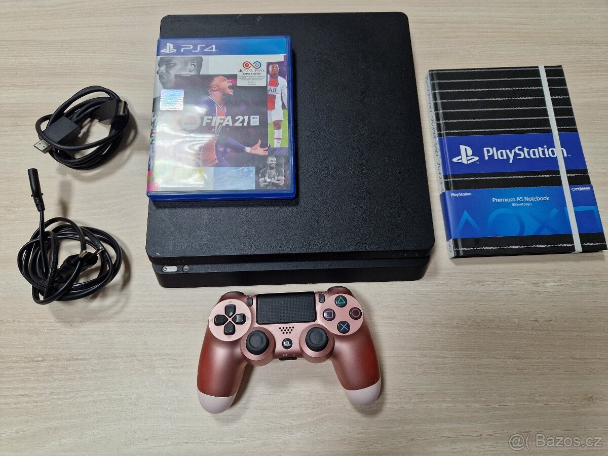 Playstation 4 slim 500gb + hra + kabeláž