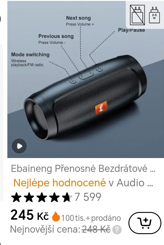 Koupím REPRO s FM rádiem a USB nabíjením.