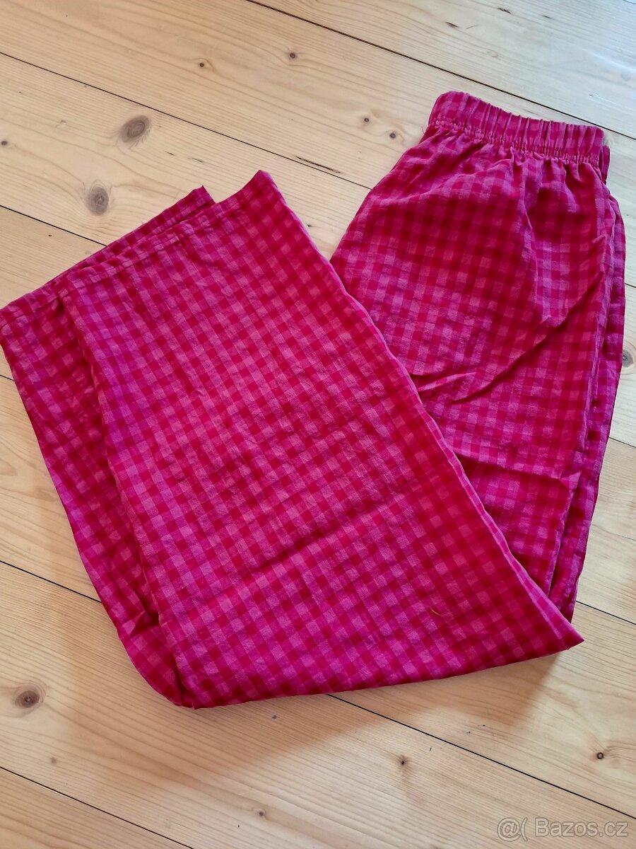 Dámské letní plátěné gingham kalhoty