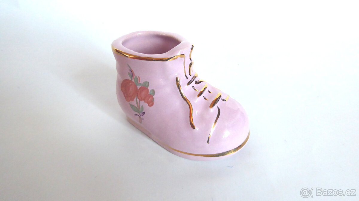 994_ Botička, růžový porcelán, retro, cca 1980