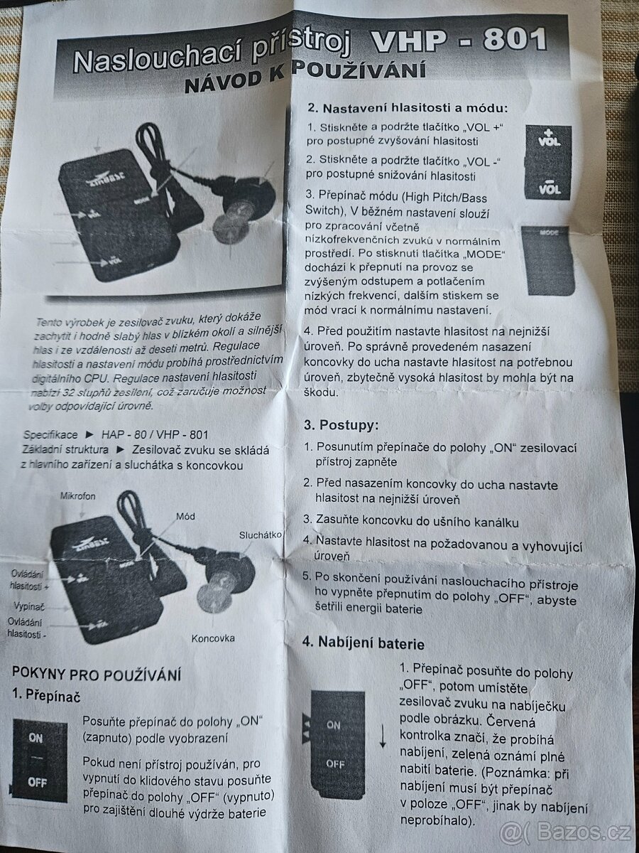 Naslouchací zařízení VHP-801
