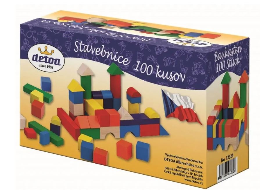 Detoa stavebnice dřevěné kostky 100ks