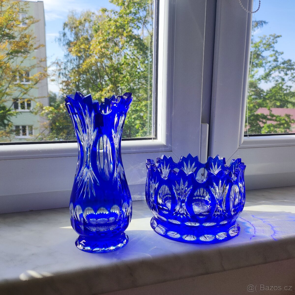 modrá váza a miska ceasar crystal