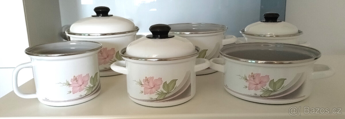 elegantní sada smaltovaných hrnců Ibiza, 1984, Smalt BSB