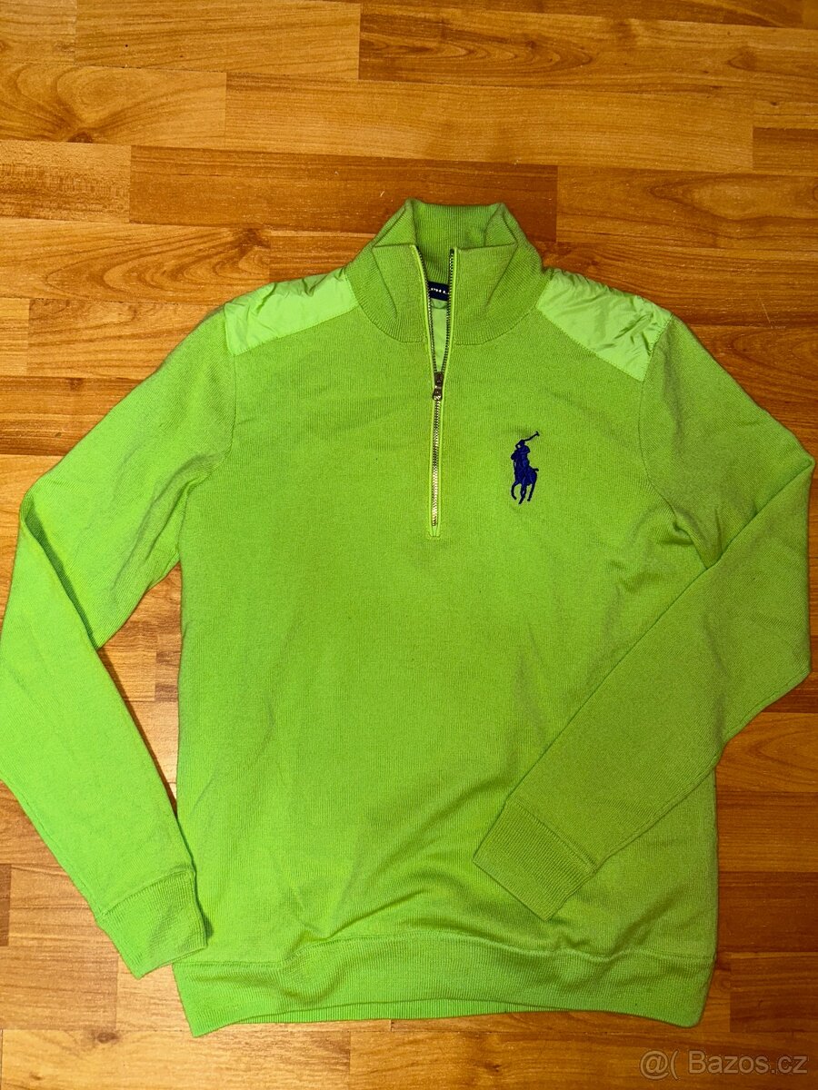 Zářivě zelená mikina se stojáčkem, Ralph Lauren Golf, vel. S
