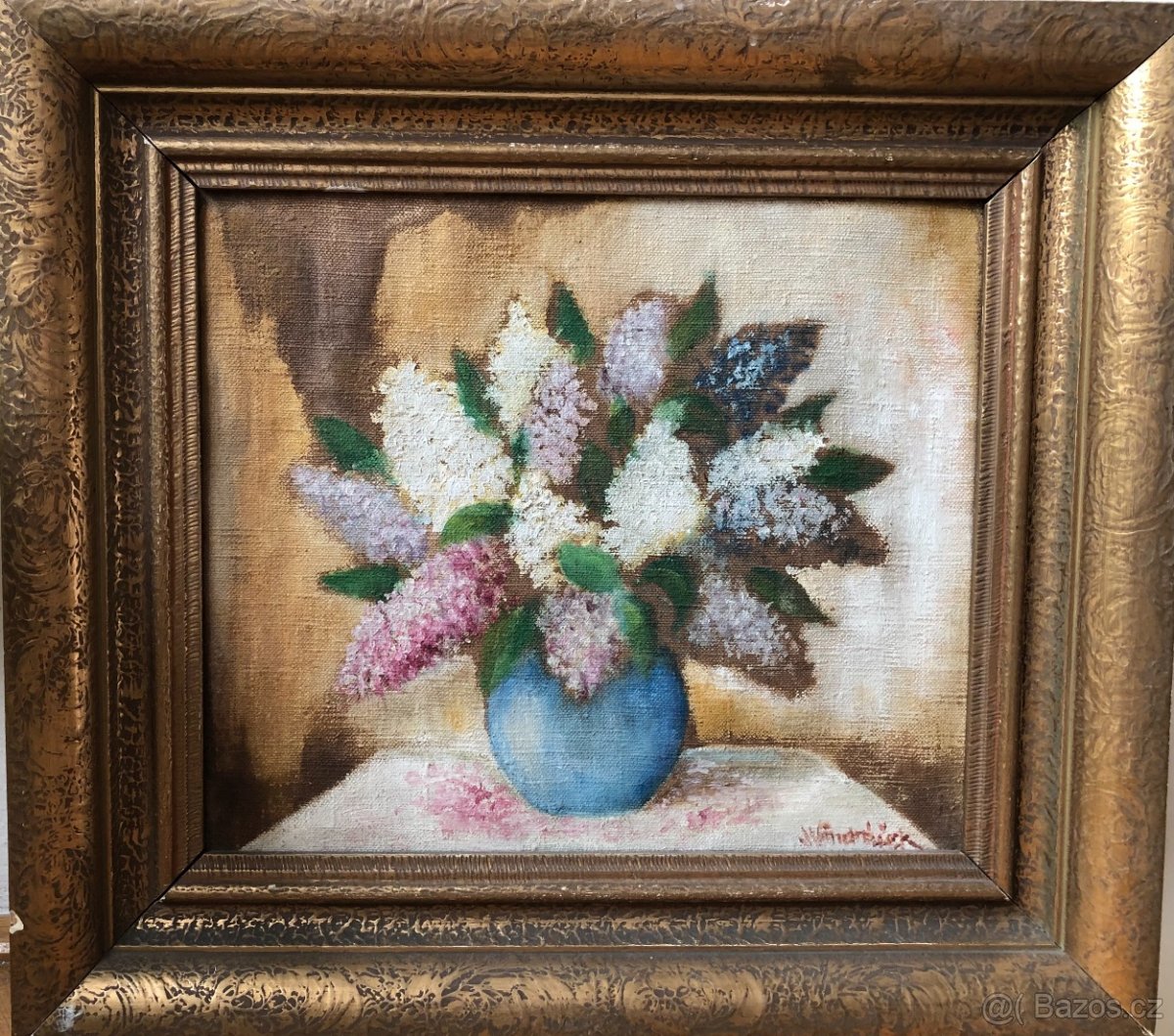 Josef Vondráček, obraz Šeříky, originál olej na plátně