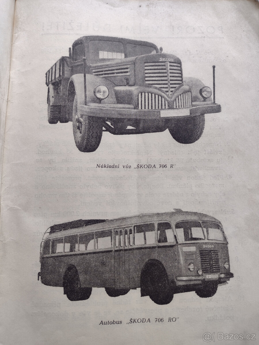 ŠKODA 706 R, 706 RO, NÁVOD K OBSLUZE, 1948