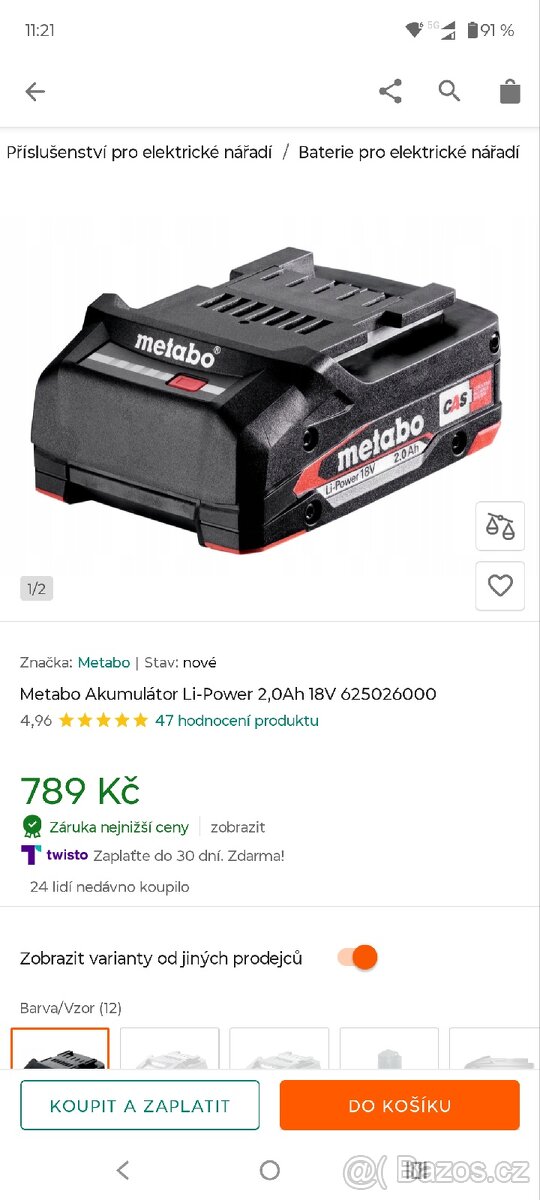 Aku baterie Metabo 18V/2.0 Ah