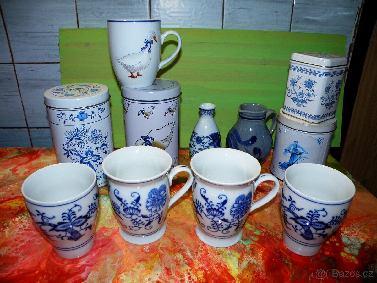 Cibulák - porcelán, plechovky