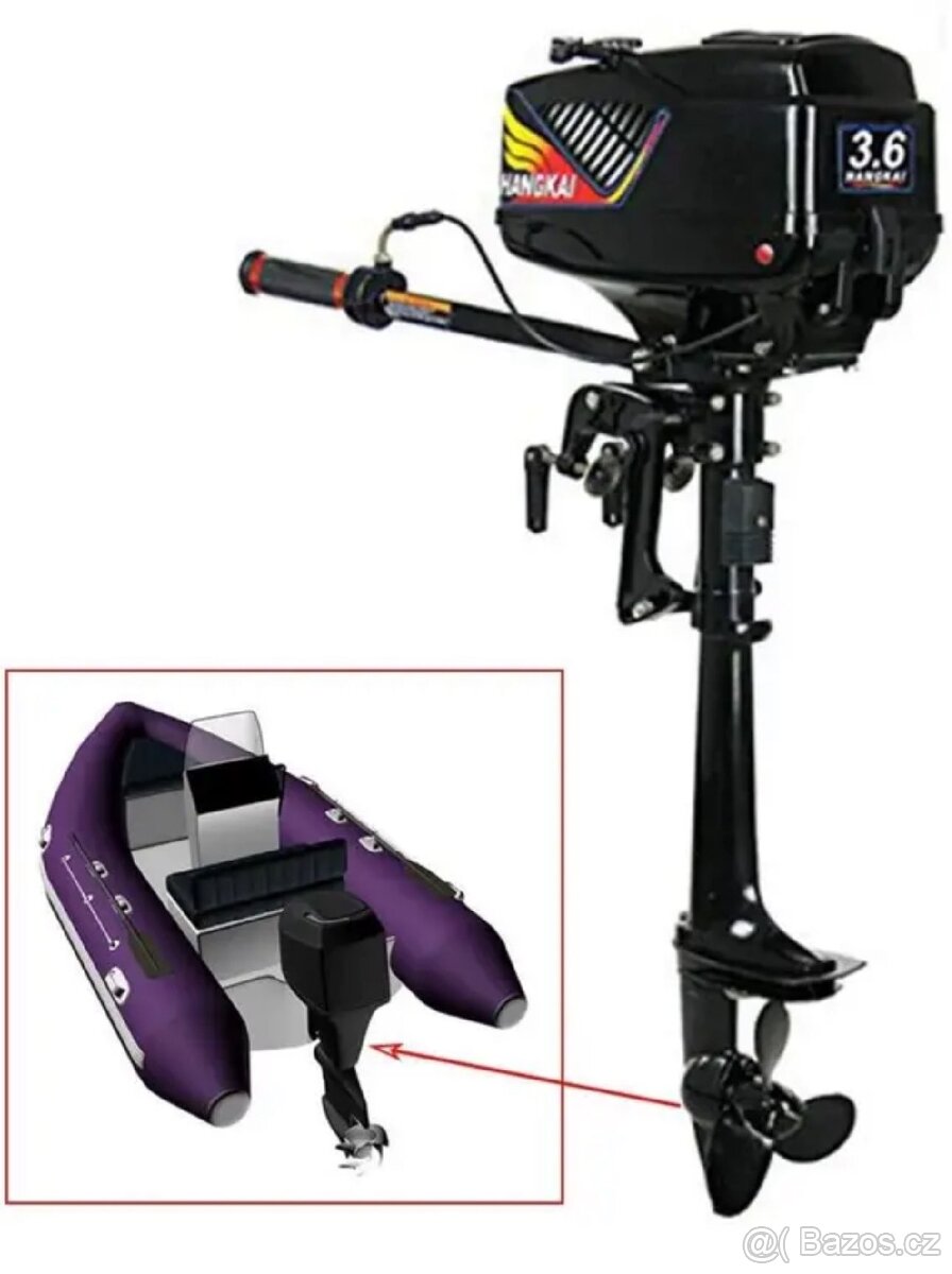 Lodní motor 3,6 HP 2T přívěsný s vodním chlazením