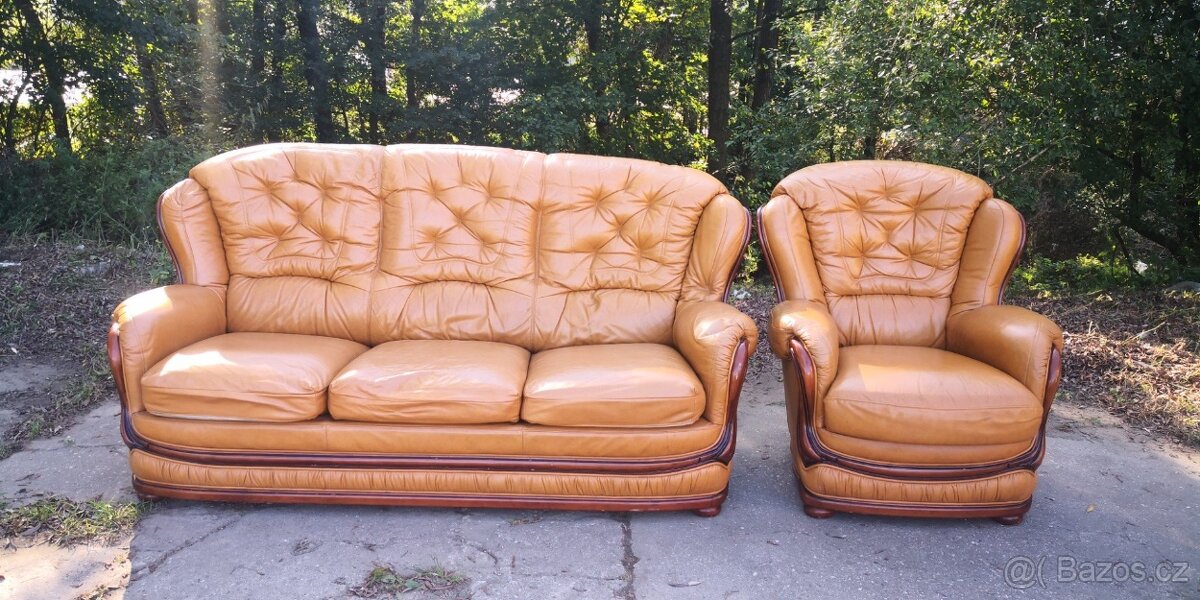 Kožená sedací souprava(trojsedačka)