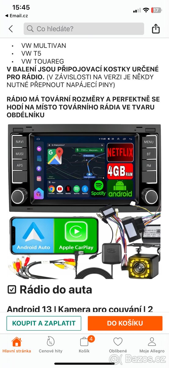 AUTORÁDIO pro VOLKSWAGEN VW MULTIVAN TOUAREG ANDROI