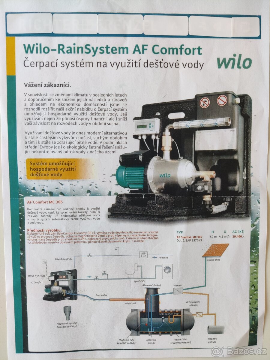 Čerpací systém na využiťí dešťové vody - Wilo