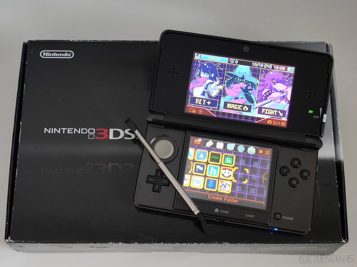 Nintendo 3DS Cosmo Black + homebrew hack a 64GB karta