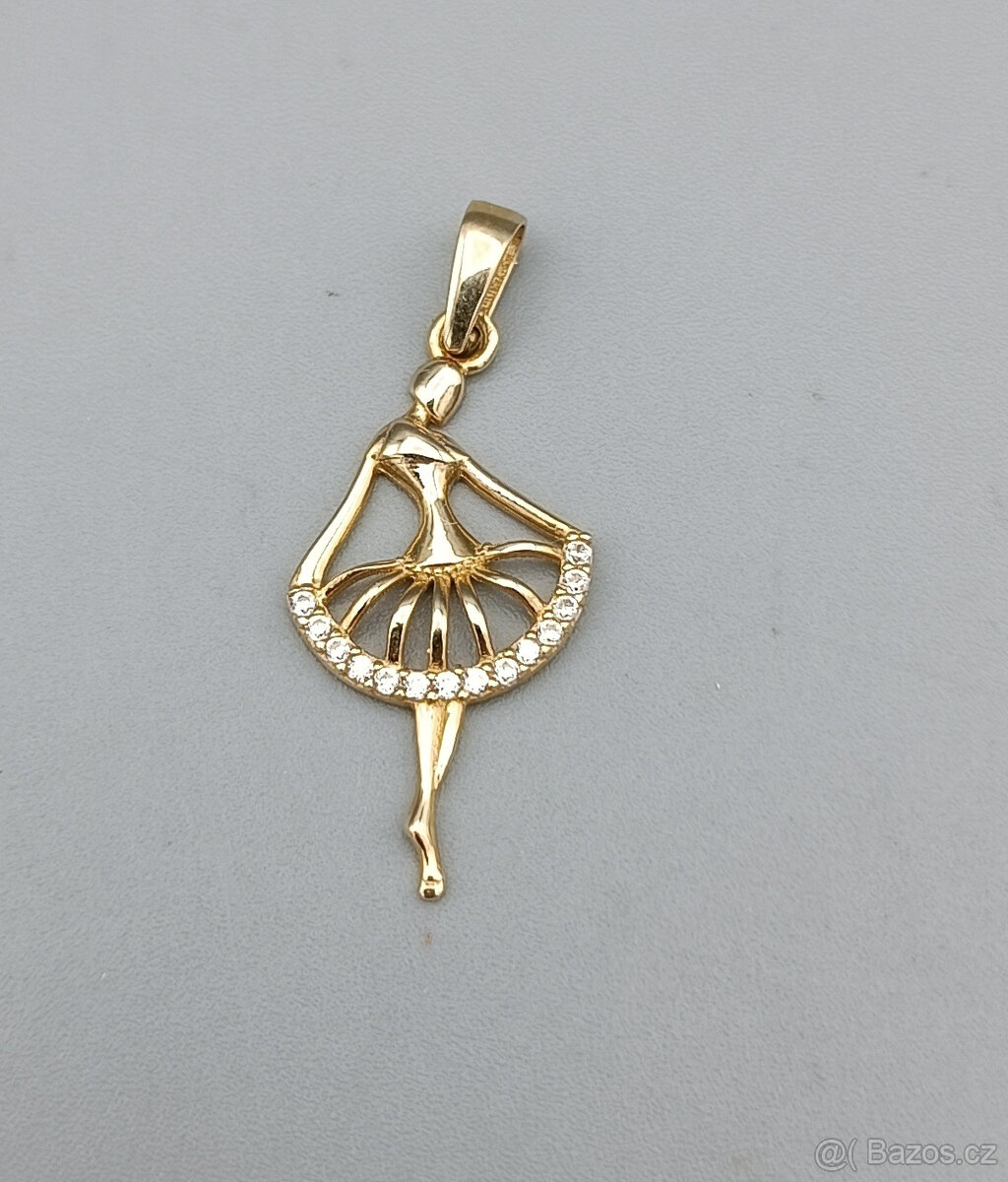 Zlatý přívěsek baletka 1,00g, 14 kt, 585/1000