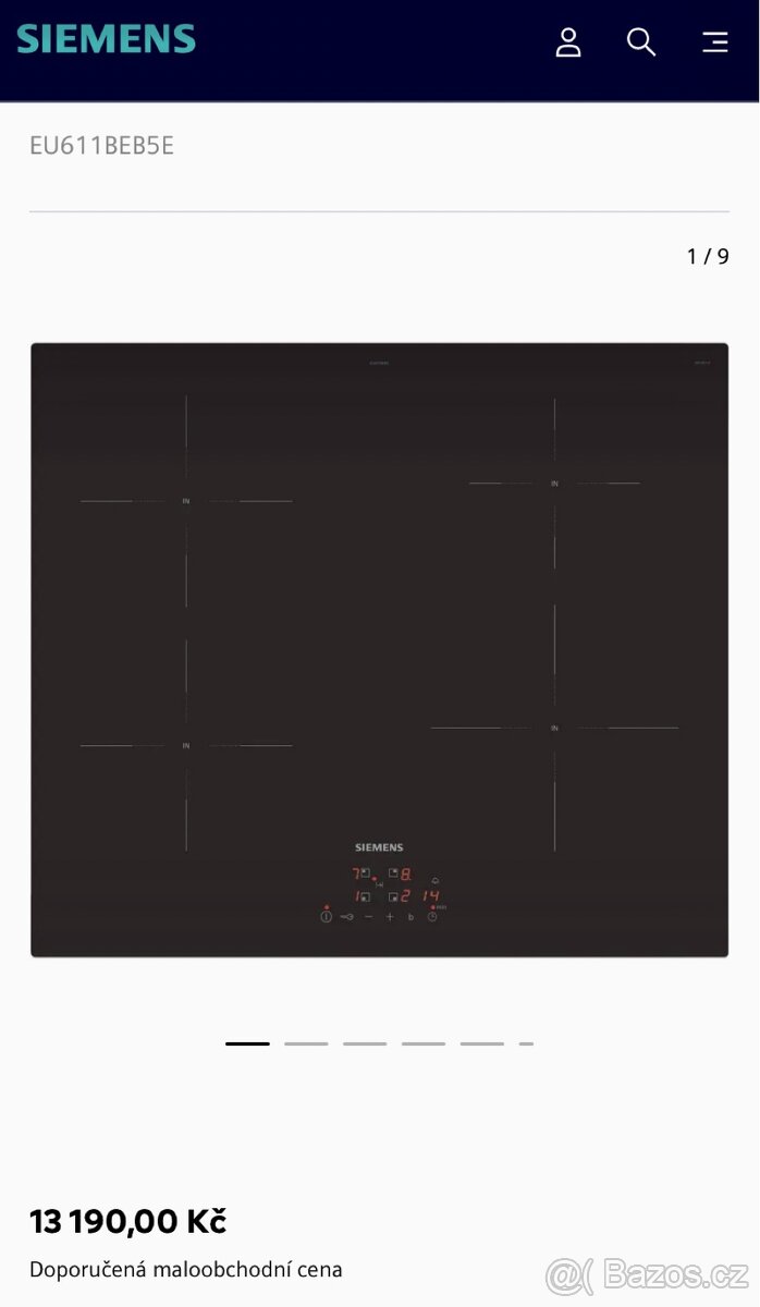 Nová indukce SIEMENS EU611BEB5E - 60 Cm, jediný  kus