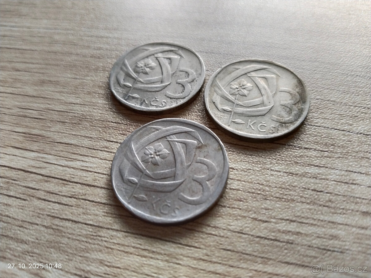 3x 3kčs Československo