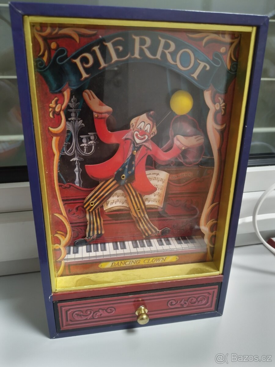 Prodám  šperk Pierrot hrací skříňka klaun.