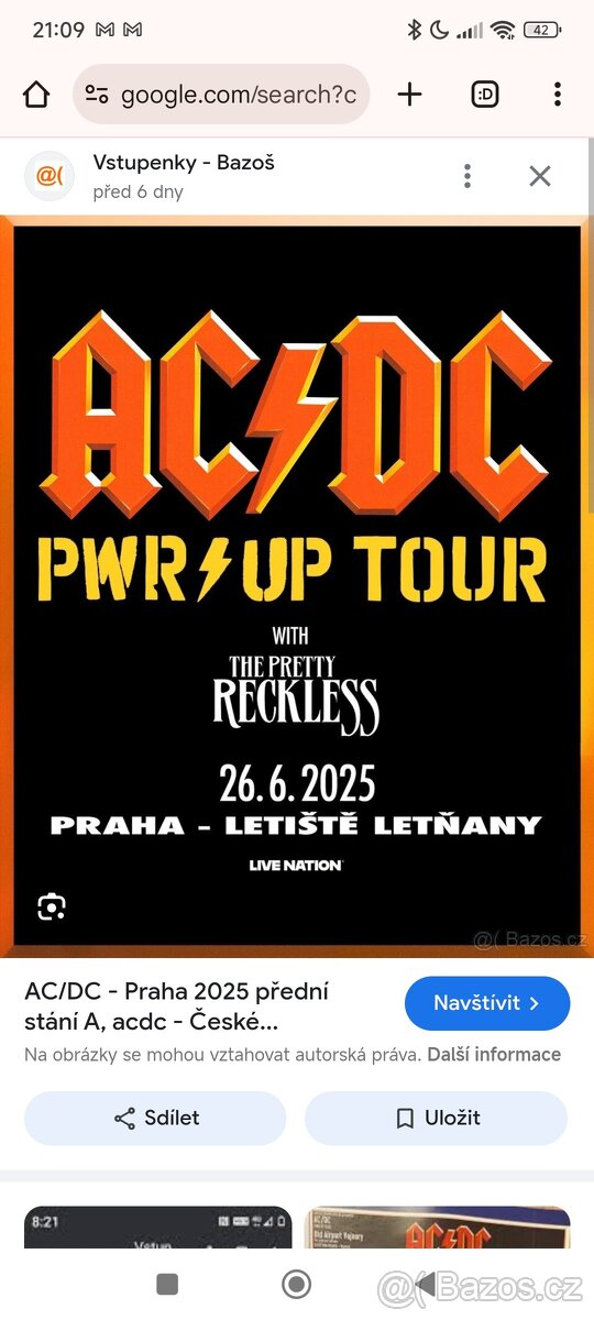 AC/DC 2x vstupenka Sektor F sezení