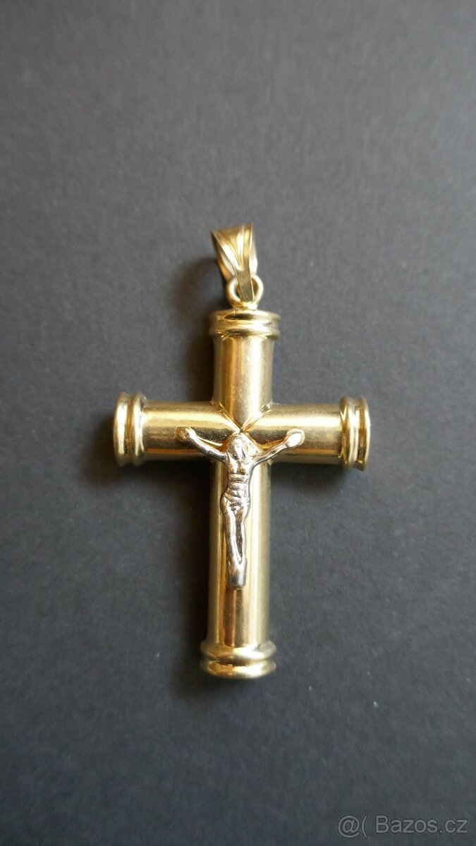 ZLATÝ PŘÍVĚSEK KŘÍŽ 55X35MM//6.76G// 14KARÁTŮ 585