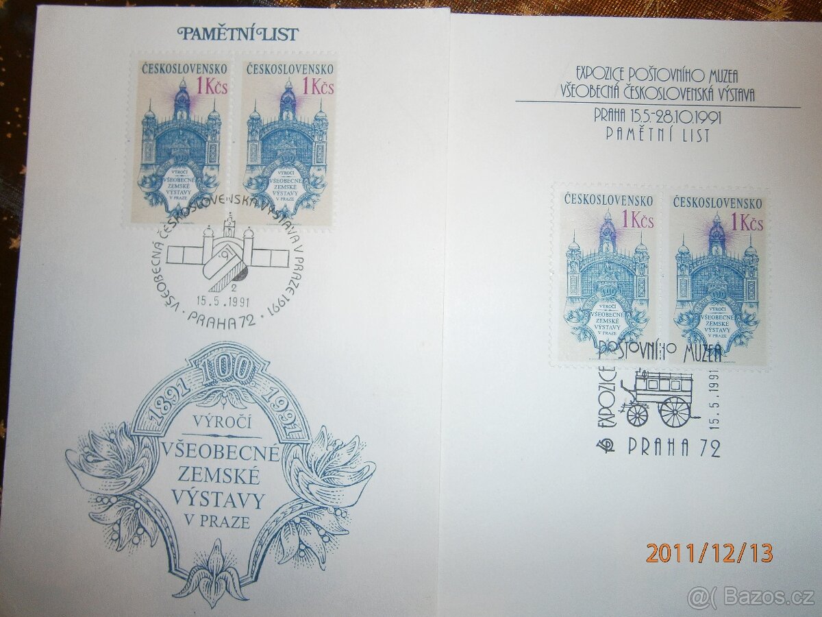 vzácné slavnostní Pamětní listy z r. 1991 .