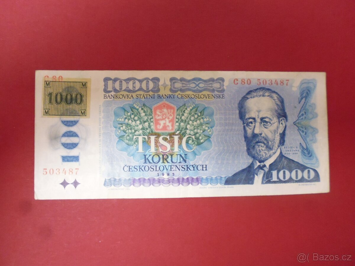 1000,- Kčs  SMETANA  kolkovaná