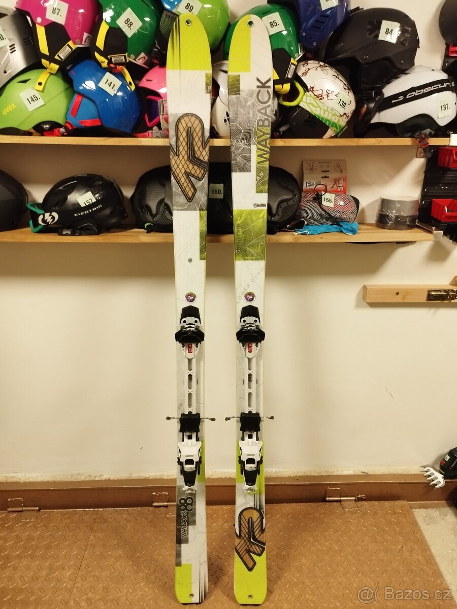 Skialpove lyže K2 181cm s pásy a mačkami jako nové