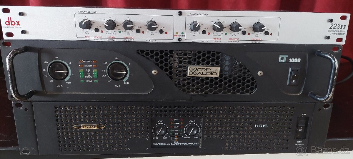 Zesilovač Audio Crest LT1000, Elmuz HQ 15, DBX 223XS