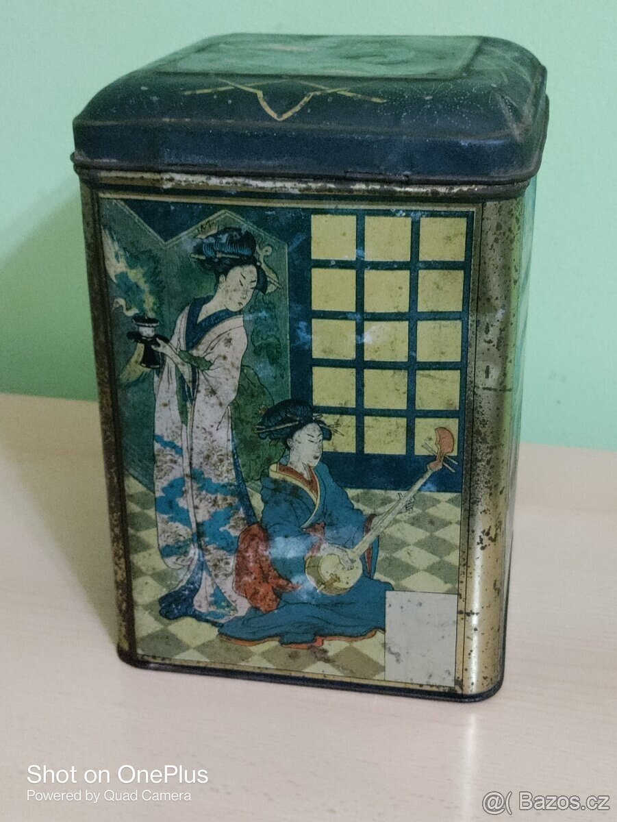 STAROŽITNÁ ORIENTÁLNÍ PLECHOVKA - MOTIV GEISHA