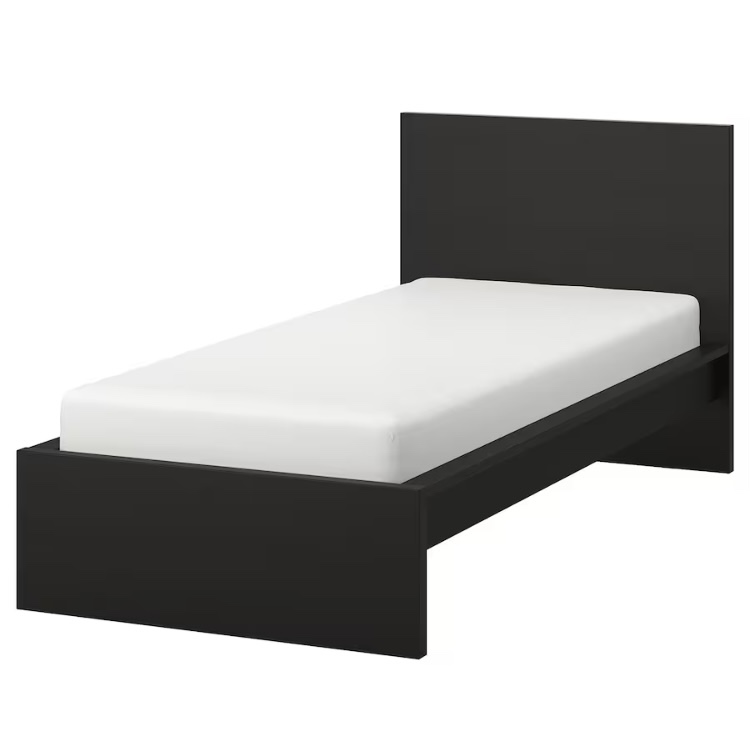 IKEA MALM postel 90×200 cm – černohnědá, TOP stav, s roštem.