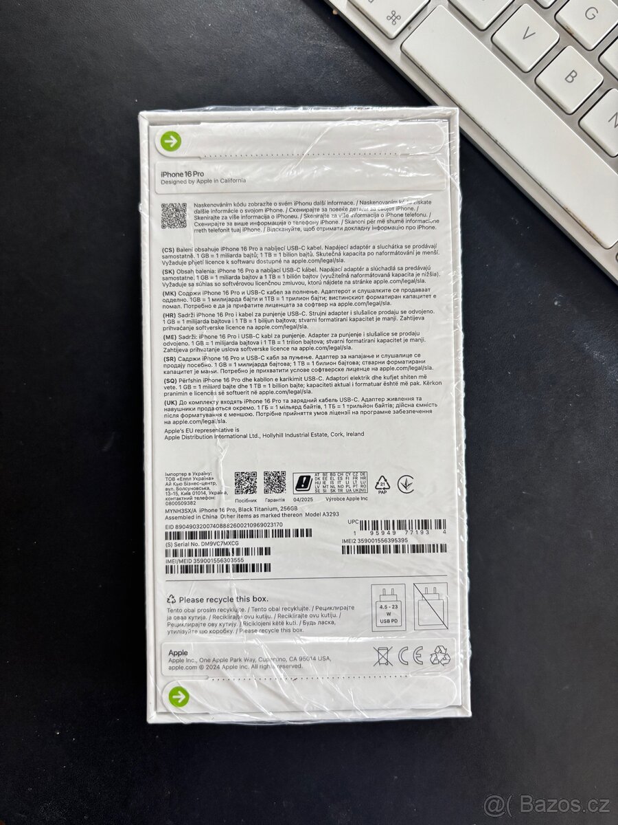 IPhone 16 PRO 256Gb, NOVÝ Black Titan