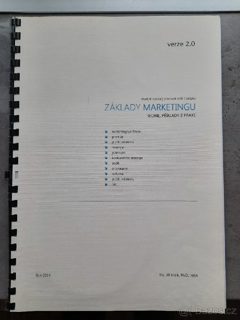 PRODÁM skripta k předmětu ZÁKLADY MARKETINGU.