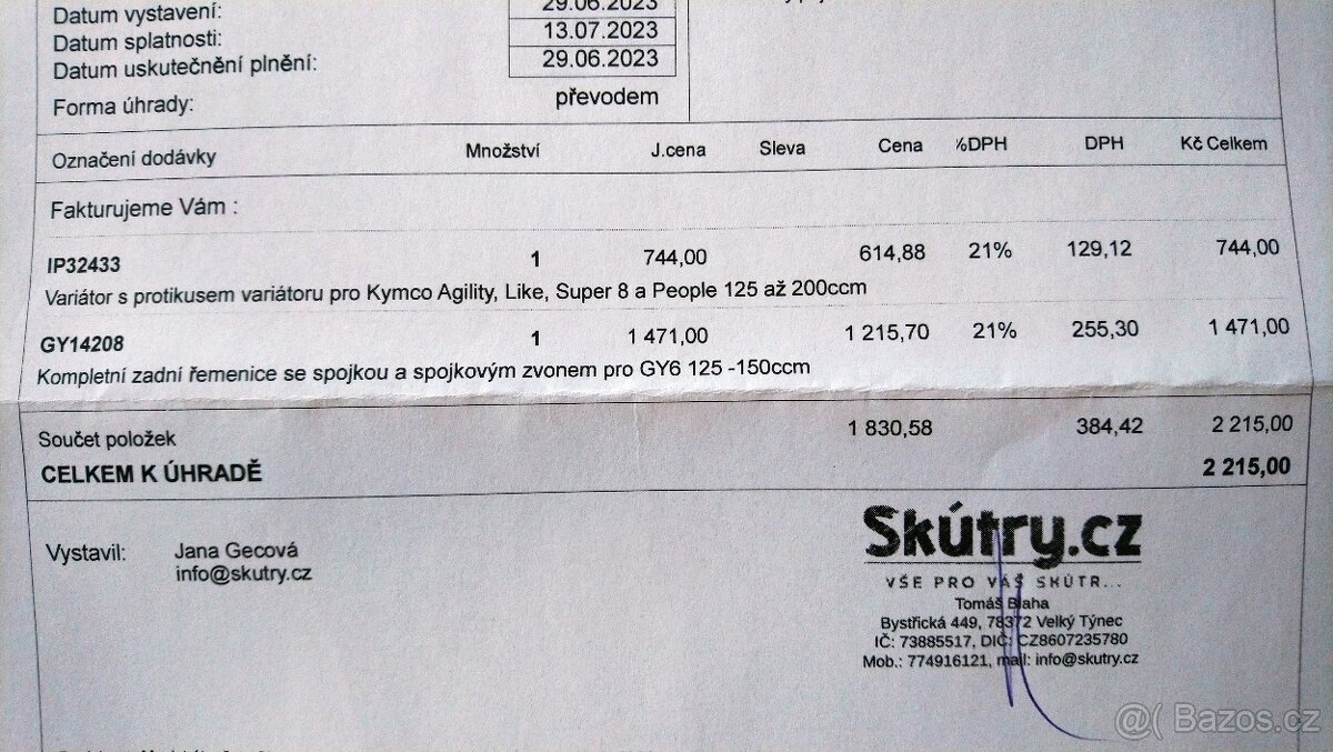 Variátor řemenice s spojkou Kymco Agility 125 atd.