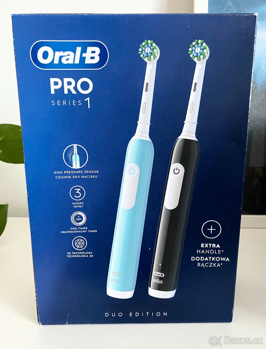 Oral-B PRO Series 1 Duo Blue + Black oscilační kartáček 2 ks