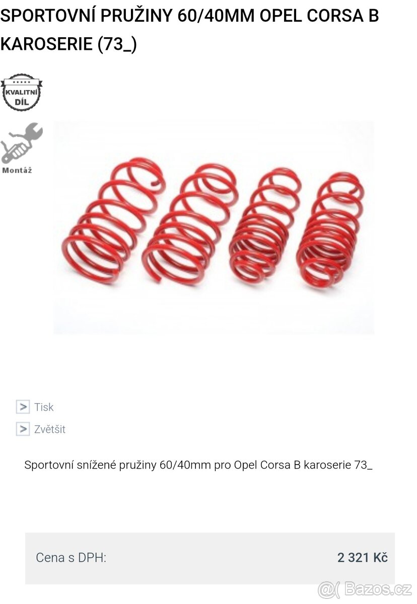 Sportovní pružiny Corsa B