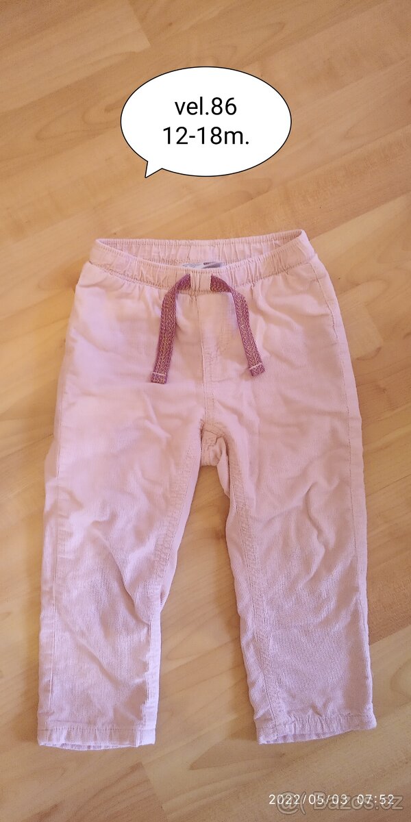 Dívčí zateplené kalhoty, vel.86