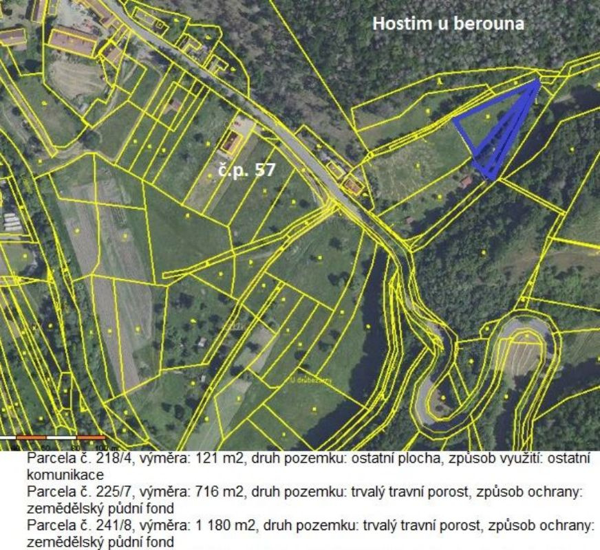 Prodám pozemek Hostím u Berouna 2017m2
