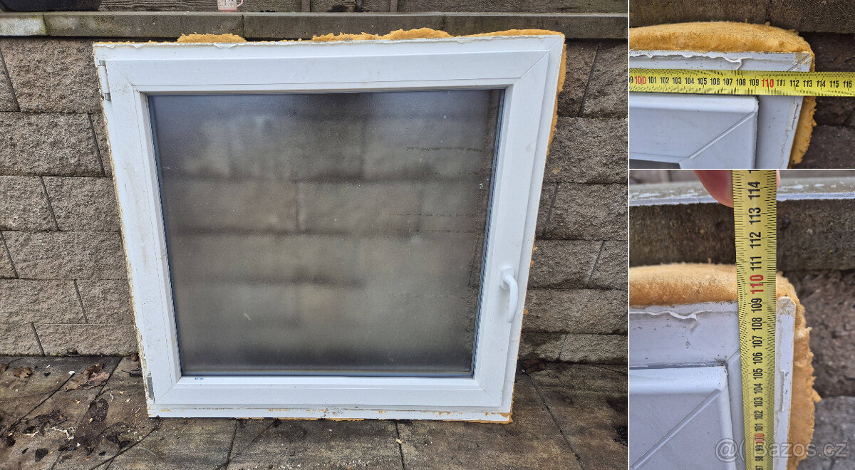 3 ks bílých plastových oken s dvojskly, velikosti viz popis