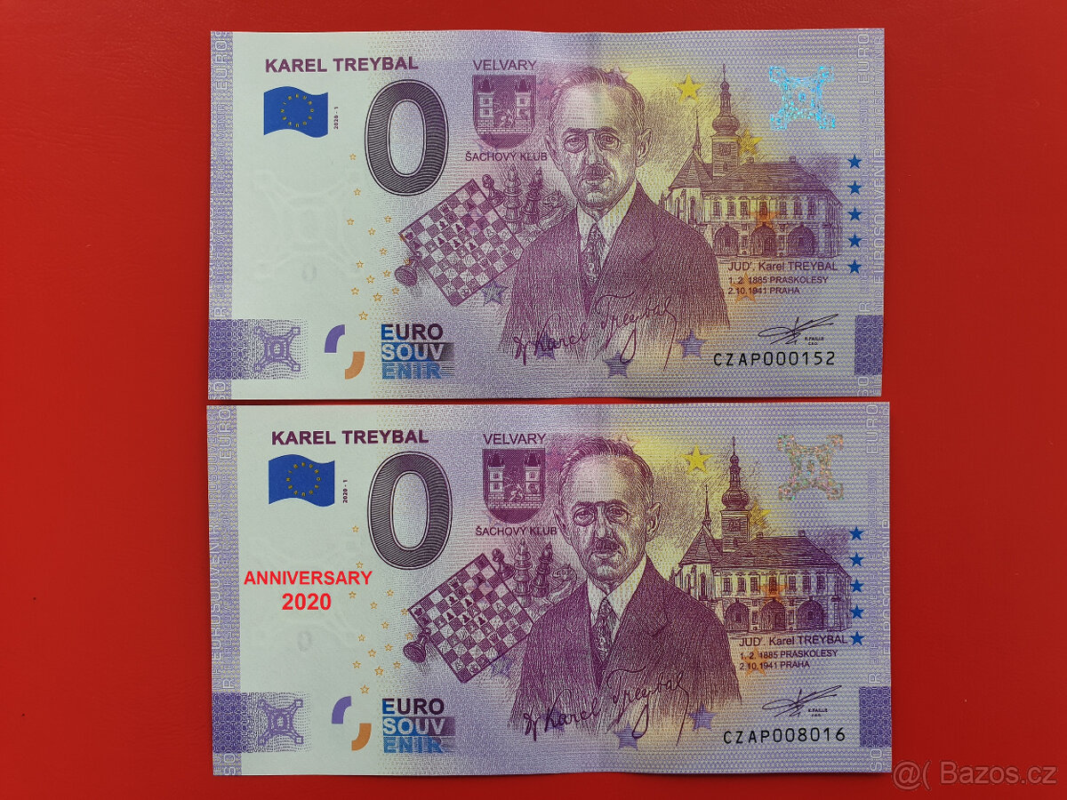 0 Euro bankovka KAREL TREYBAL (VELVARY) + ANNIVERSARY