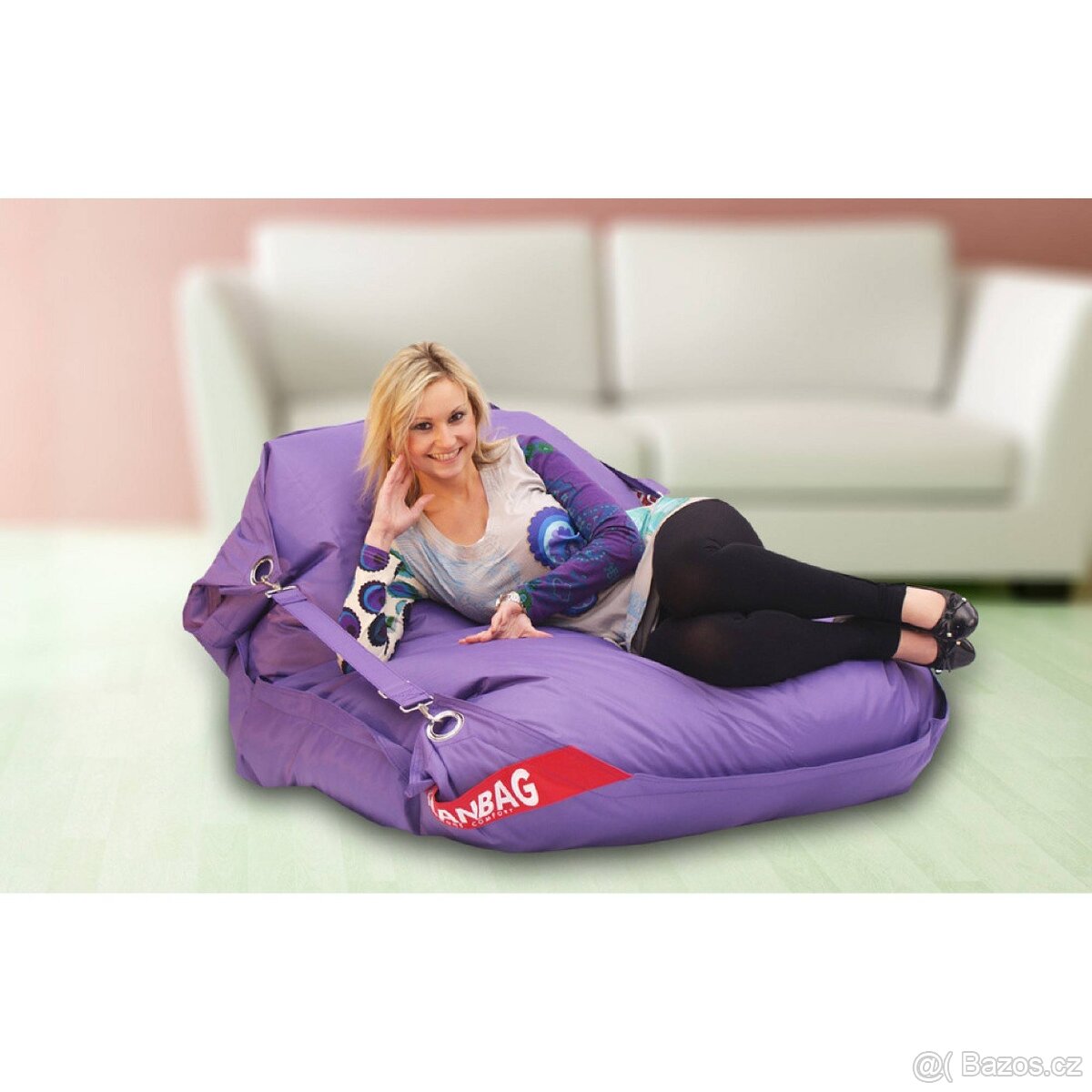 BeanBag sedací pytel 189x140 comfort s popruhy violet