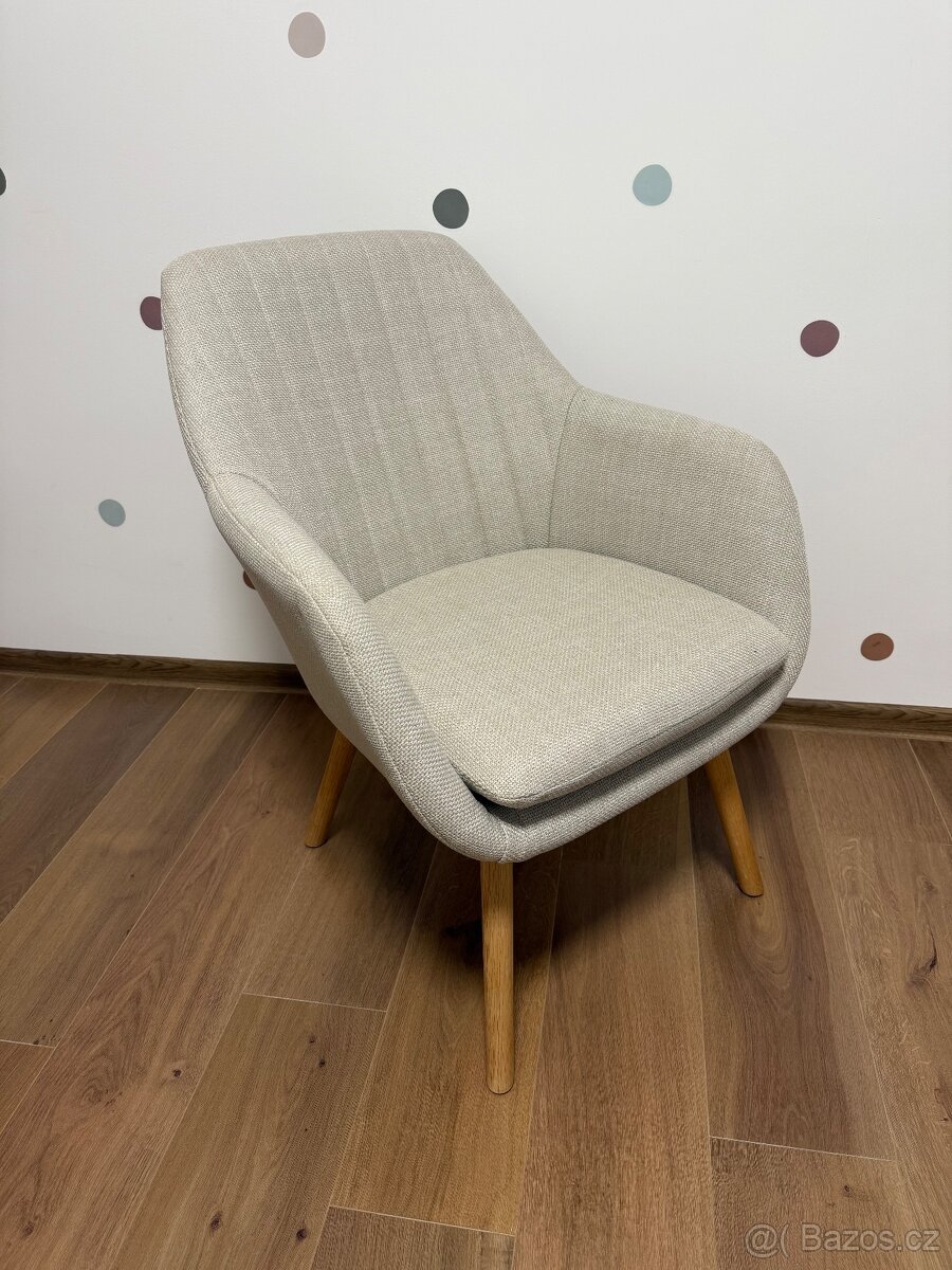 Křeslo béžový potah/dub