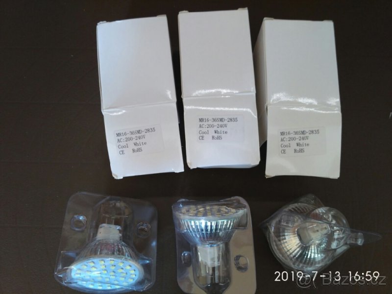 LED žárovky MR16, 200-240v, 36SMD - 3ks