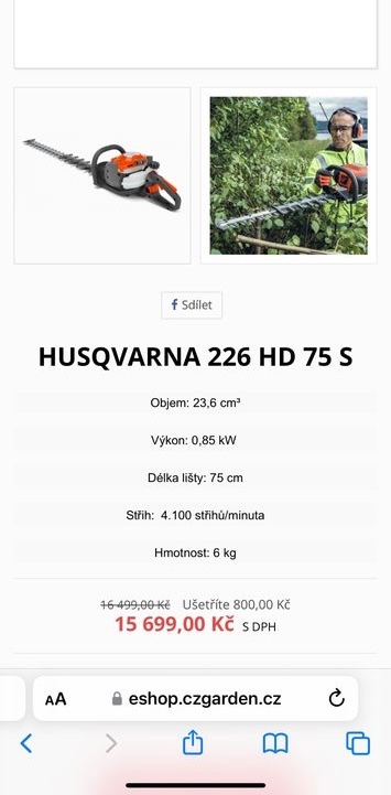 Husqvarna 226 HD 75 profi plotostřih