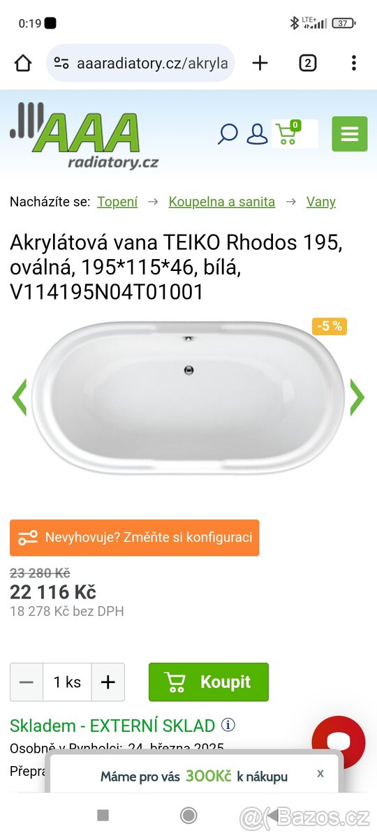 Oválná vana (nová)