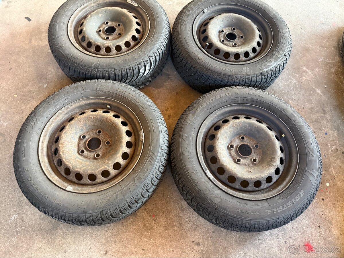 Plechové disky 5x112 R15 včetně zimních pneu Fulda montero 3