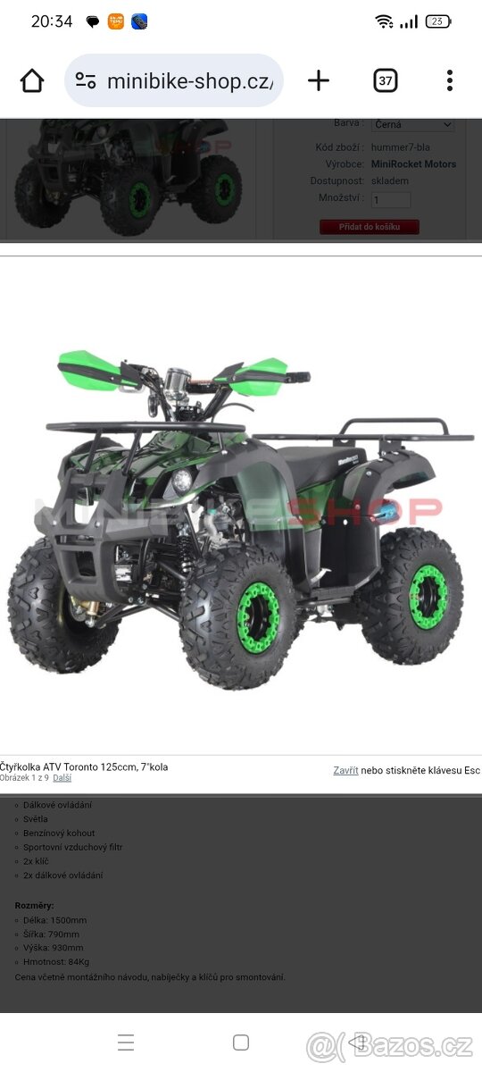 Prodám nebo vyměním za pitbike čtyřkolku 125