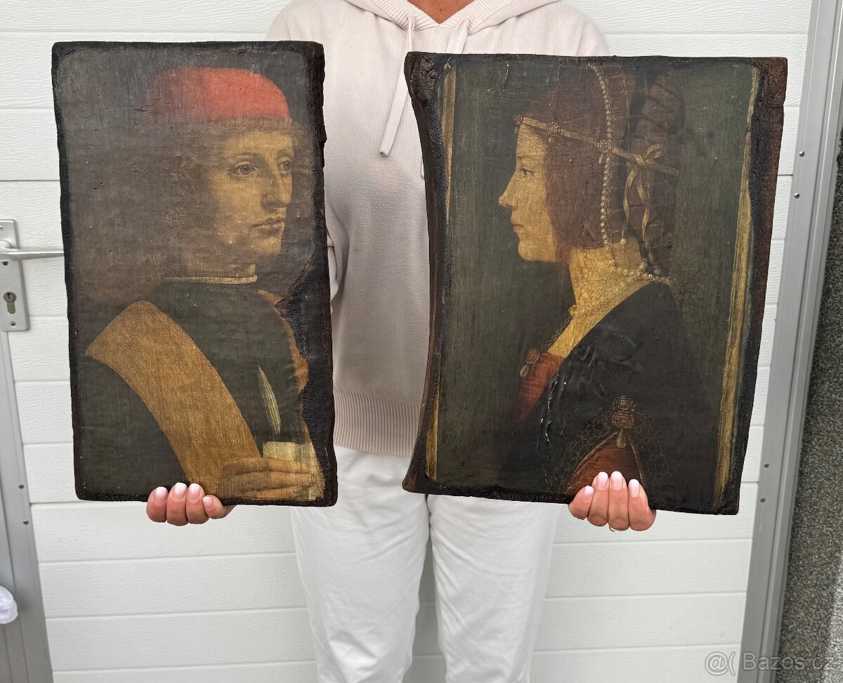 Renesanční obrazy portréty na dřevě
